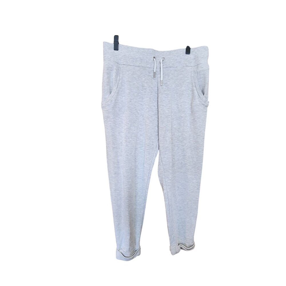 Athleta Womens Gray Drawstring Joggers With Pockets Ribbed Waistband & Cuffs Siz